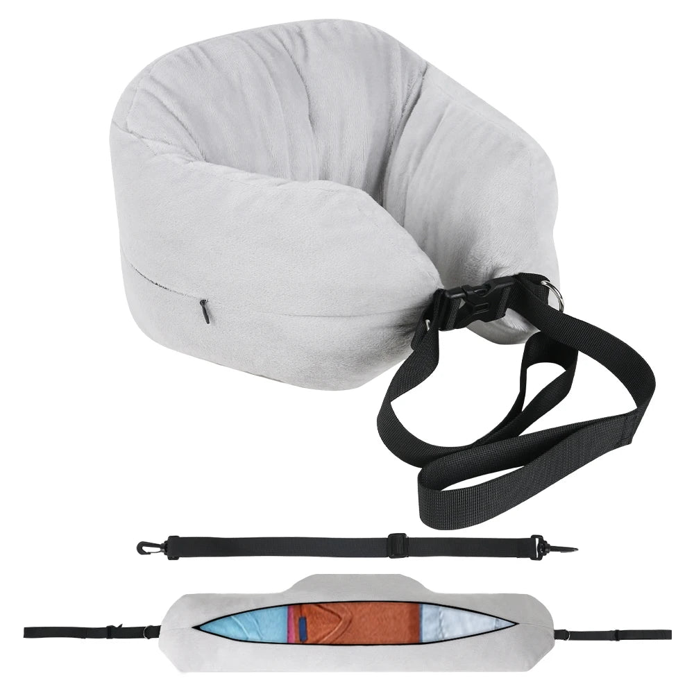 U-Shaped Travel Neck Pillow with Storage Bag