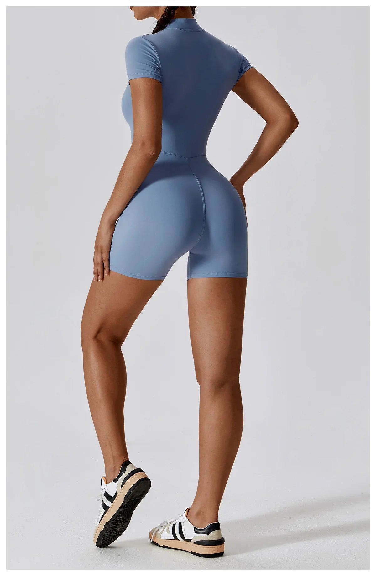 Summer Zipper Short Sleeve Yoga Bodysuit for Women
