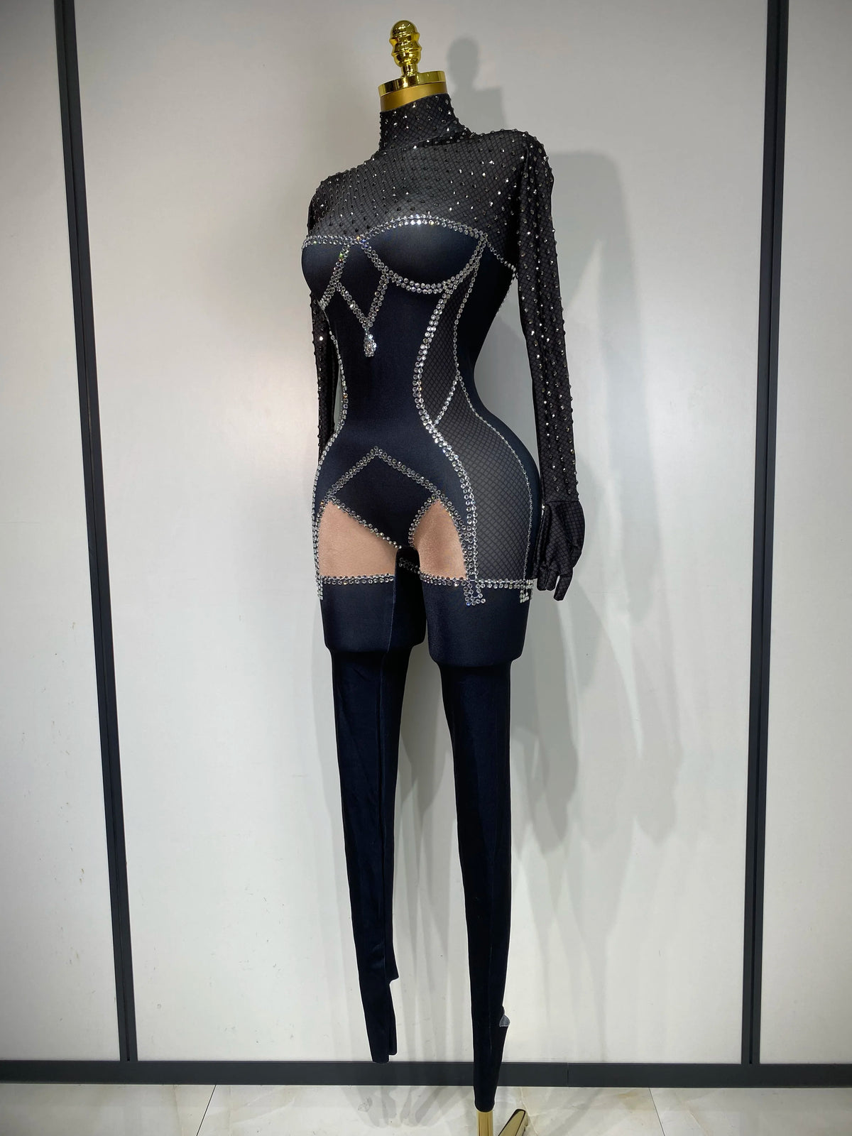 Sparkly Diamond Mesh Jumpsuit for Women