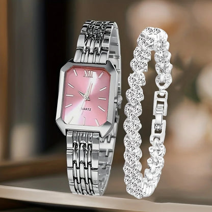 Fashion Rectangle Women Quartz Watch Bracelet Set
