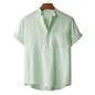 Men's Cotton Linen Short Sleeve T-Shirt Casual Beach Top