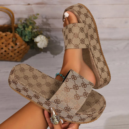 Women Summer Platform Sandals Solid Color Slippers