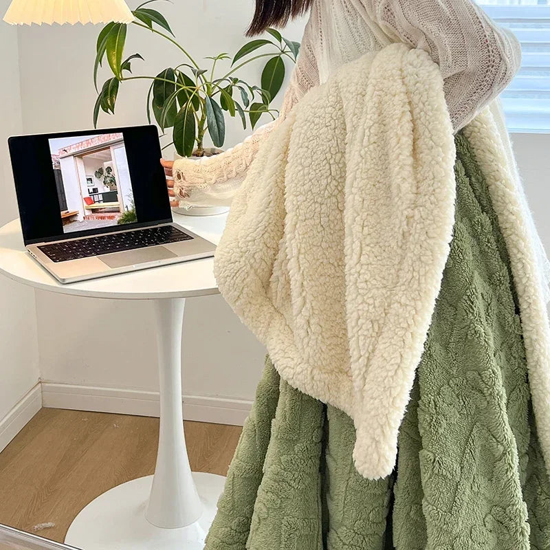 Soft Woolen Blanket, 100% Polyester, Striped Design