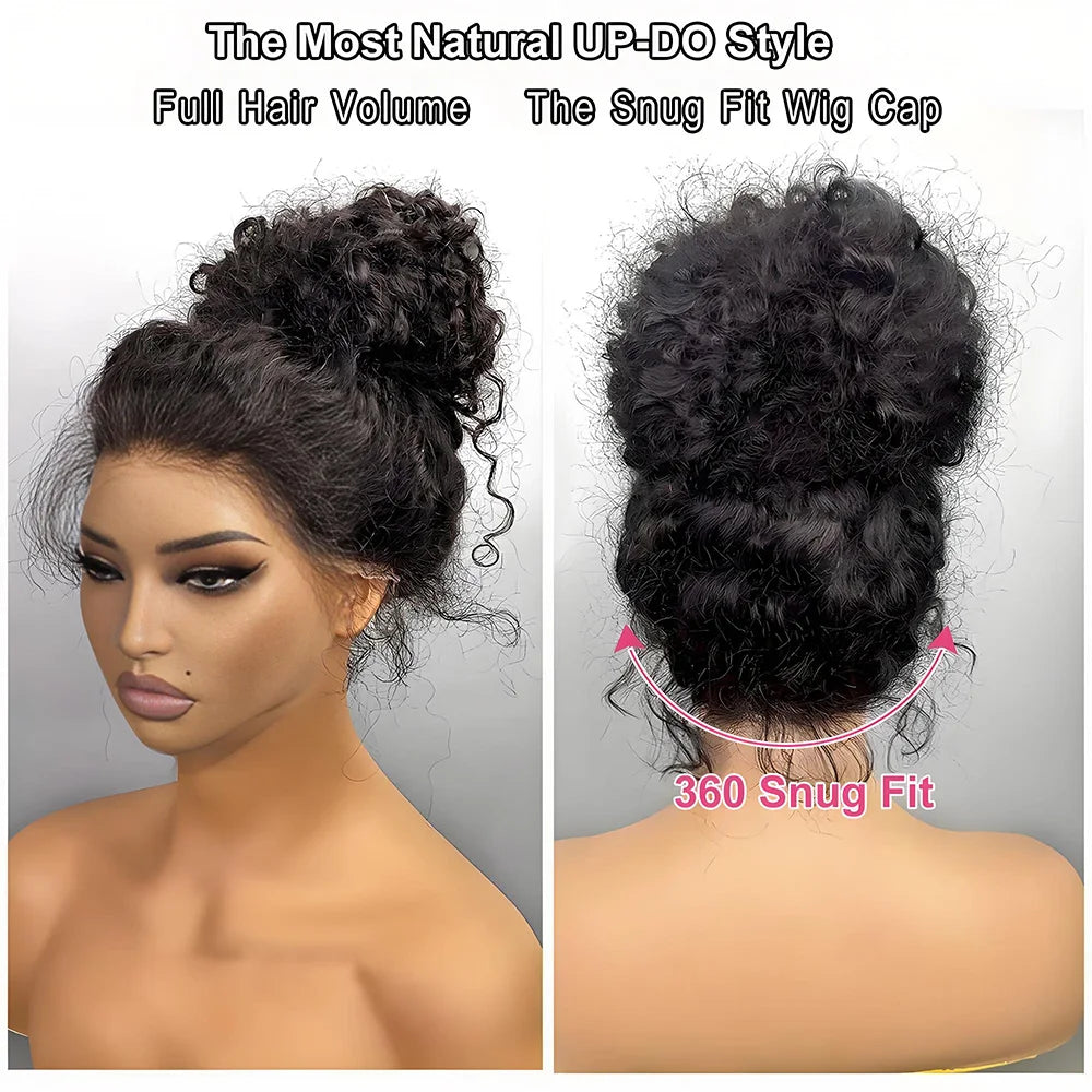 36 Inch Curly Water Wave Human Hair Wig Glueless