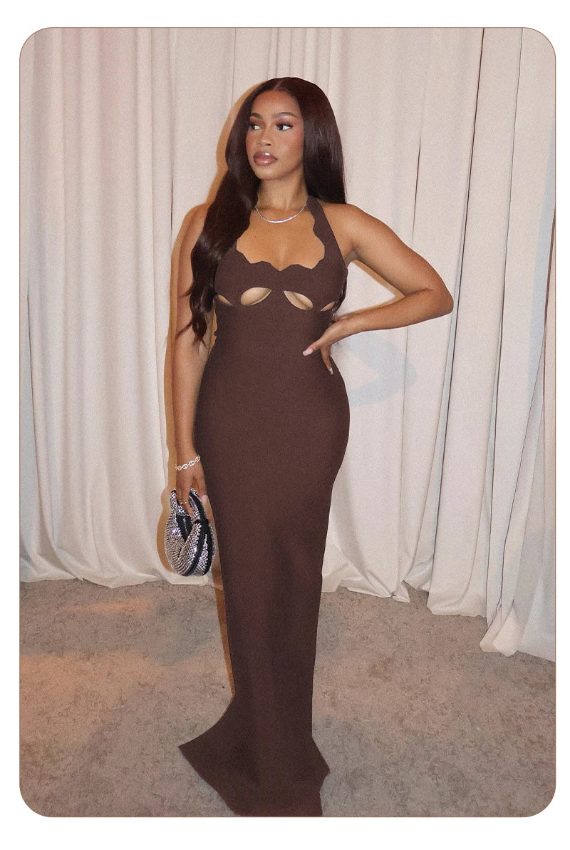 Elegant Black Halter Bodycon Dress for Women
