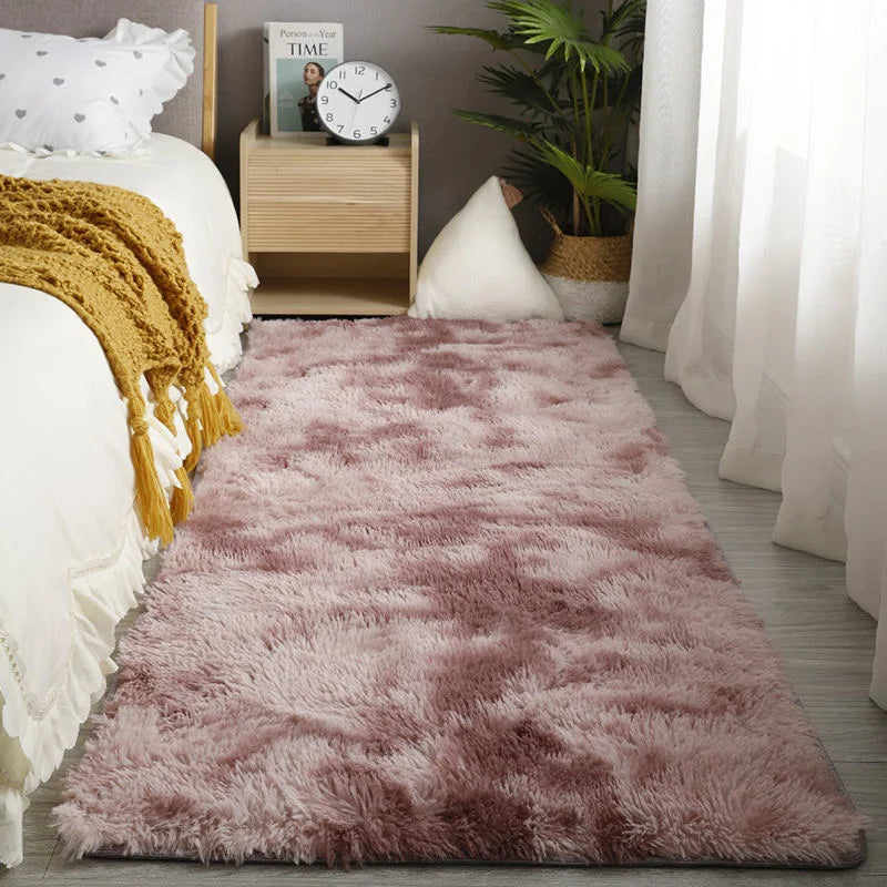 Pink Fluffy Polyester Carpet for Children's Room