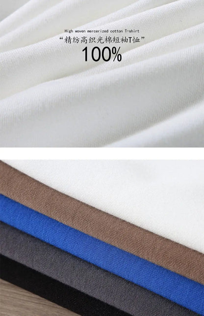 Black White Cotton T-Shirt Heavy-Duty Short Sleeves