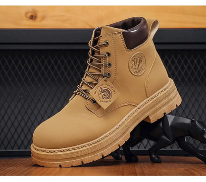 High Top Leather Motorcycle Boots for Men