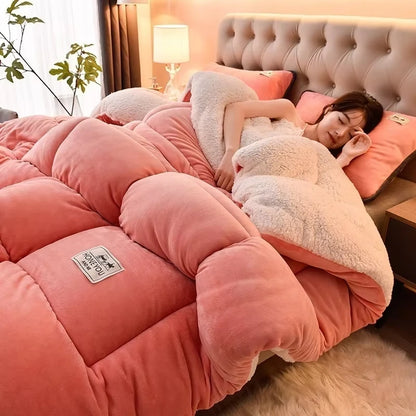 Lamb Fleece Blanket Double-Sided Velvet Warm Quilt