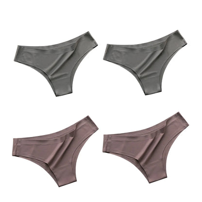 4PCS Seamless Brazilian Panties Cool Ice Silk Low Waist