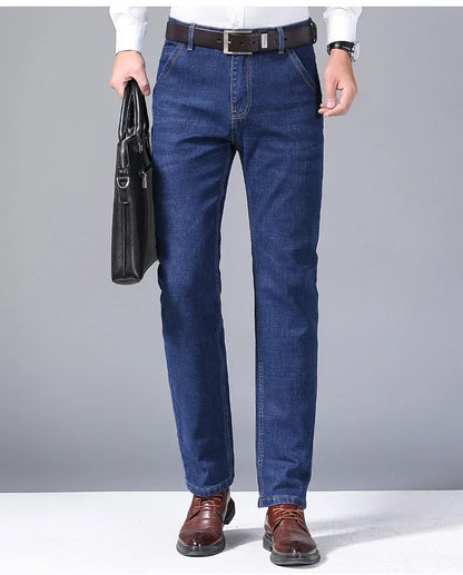 Men's Black Blue Stretch Jeans Casual Slim Fit Trousers