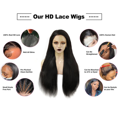 HD Lace Frontal Wig 250% Density Straight Human Hair