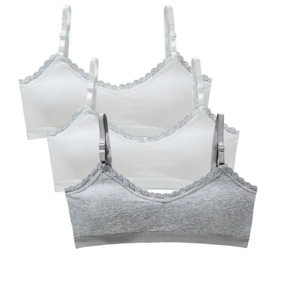 Girls Lace Training Bras Set Cotton Padded Daily Wear