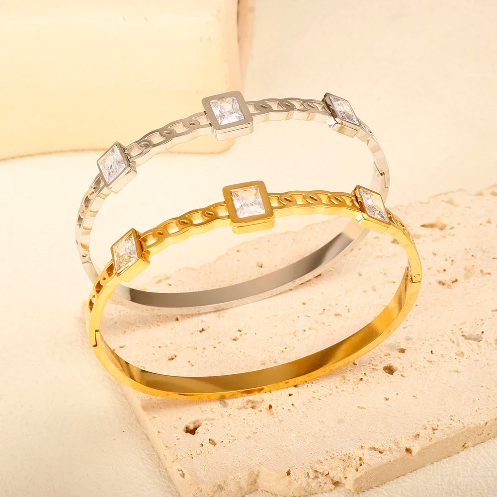 Classic Gold Plated Stainless Steel Cuff Bracelet