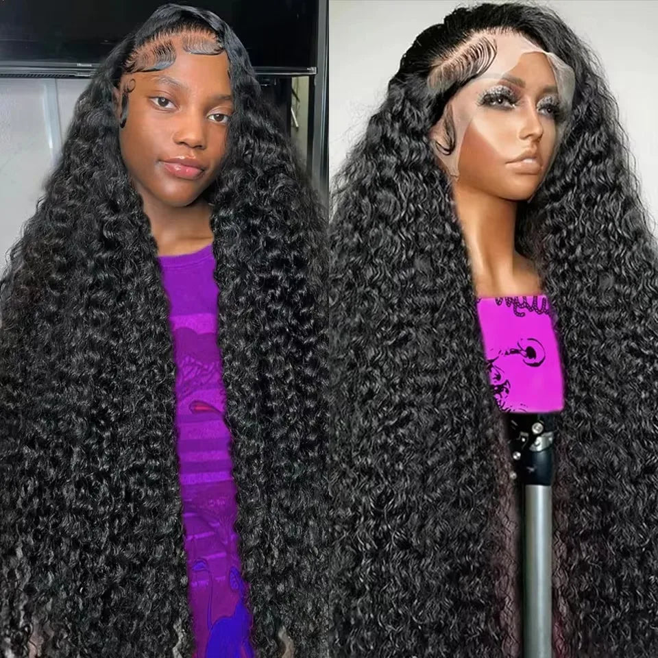 Deep Wave Lace Front Wig 100% Human Hair 30 40 Inch