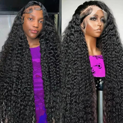 Deep Wave Human Hair Lace Front Wig 30 40 Inch
