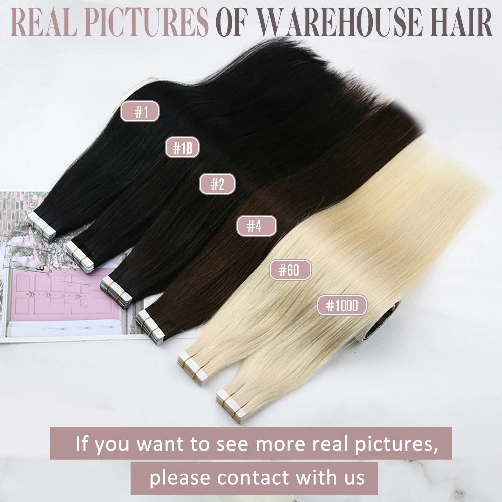 Ugeat Tape In Hair Extensions Brazilian Remy Hair 20P/40P