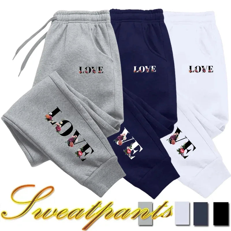 Womens LOVE Letter Print Casual Sweatpants