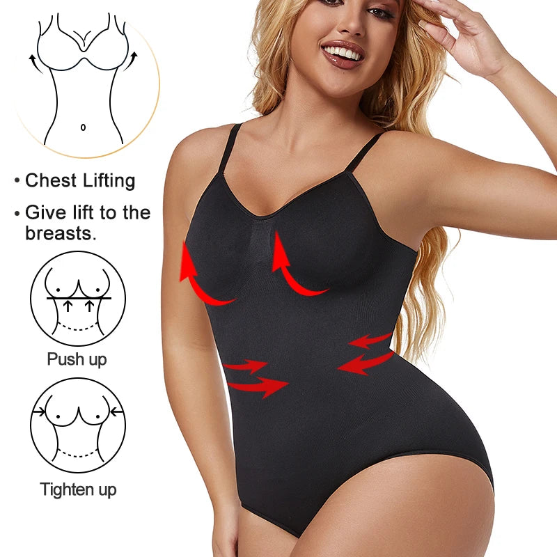 Low Back Bodysuit Shapewear for Women Black