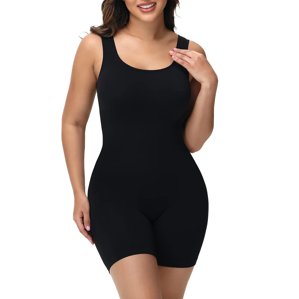 Wide Strap Bodysuit Shapewear for Women in Black/Nude