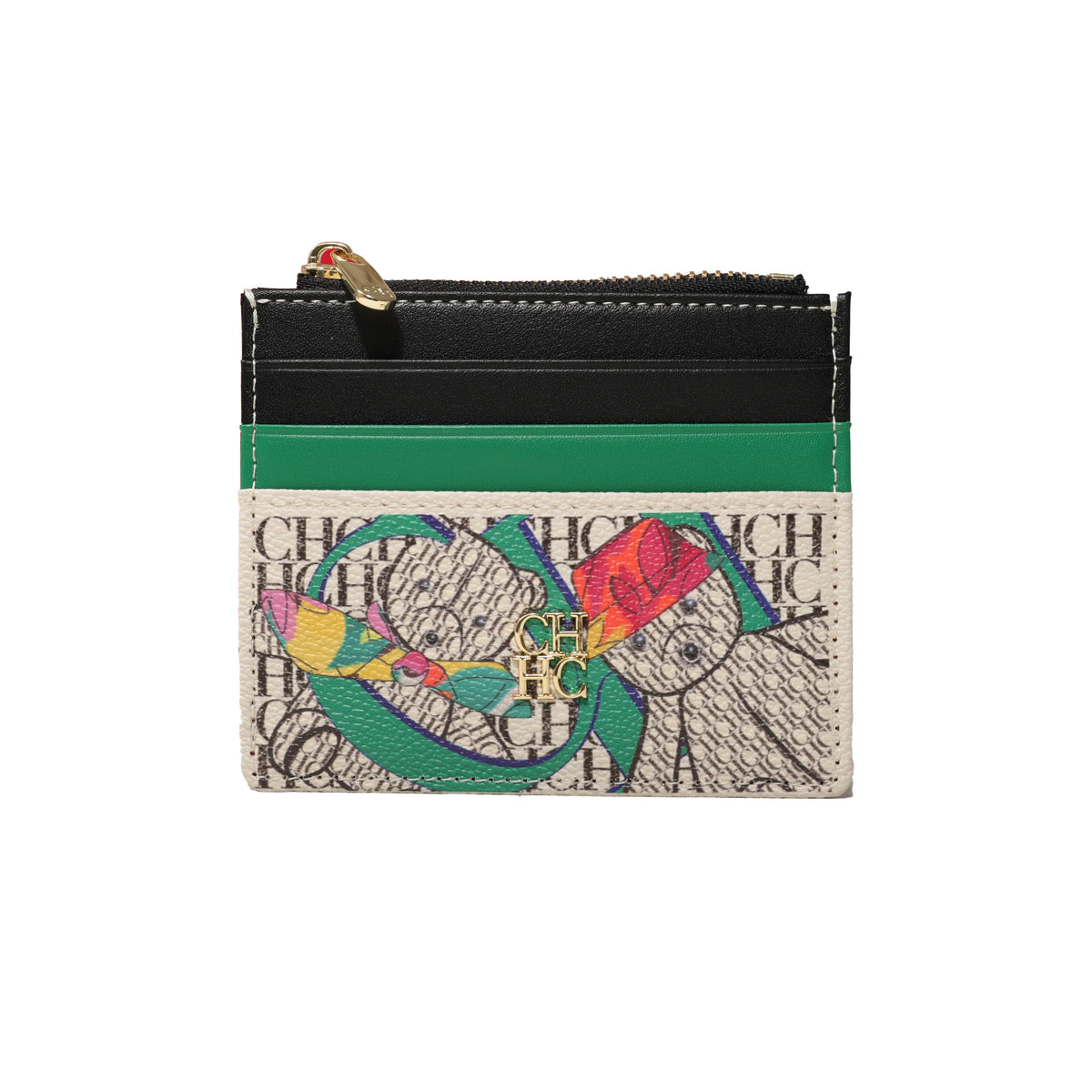 CH Women's Zipper Wallet with Letter Decoration