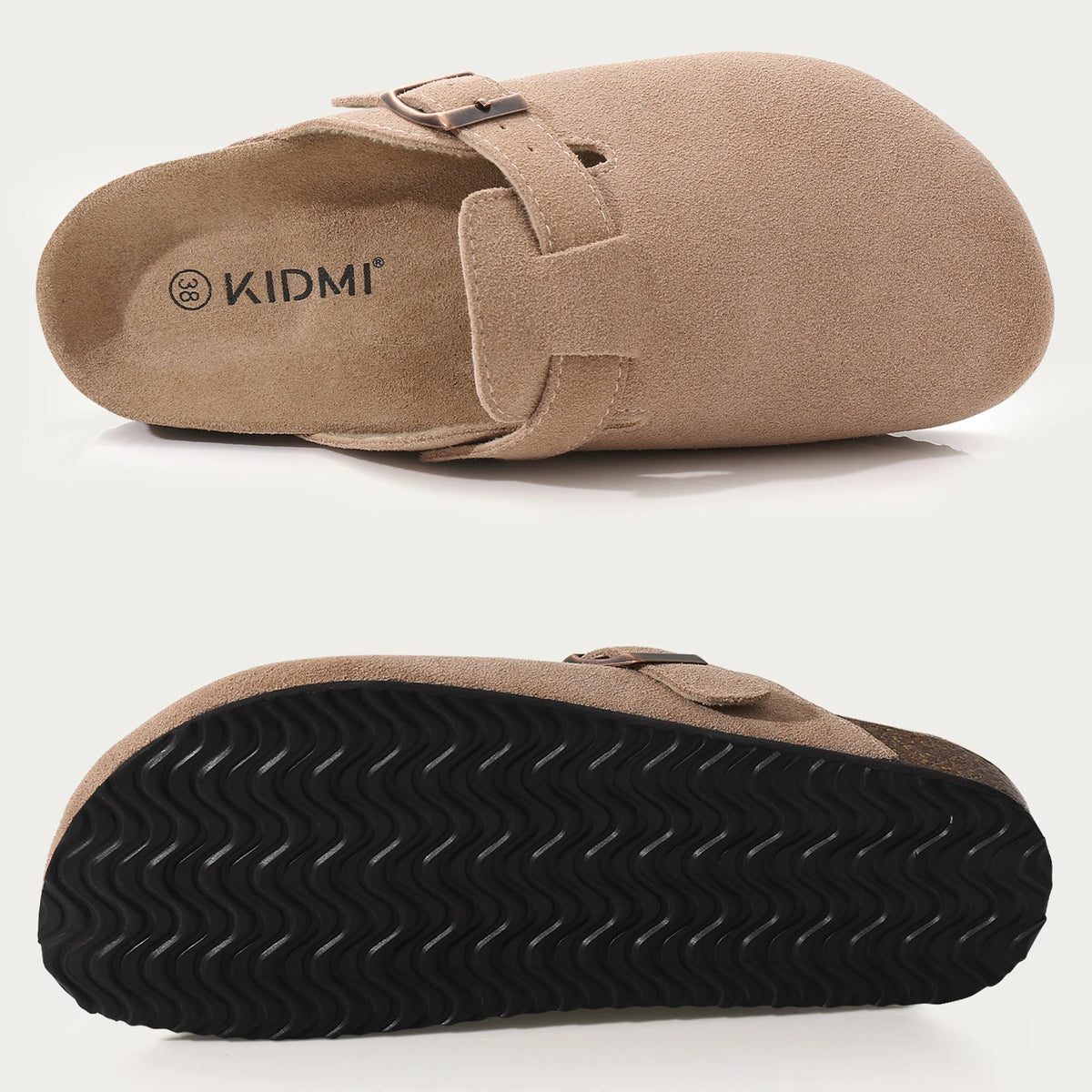 Comwarm Women's Suede Mules Slippers with Cork Insole