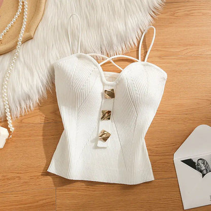 Knitted Camisole Tank Top for Women Summer Outerwear