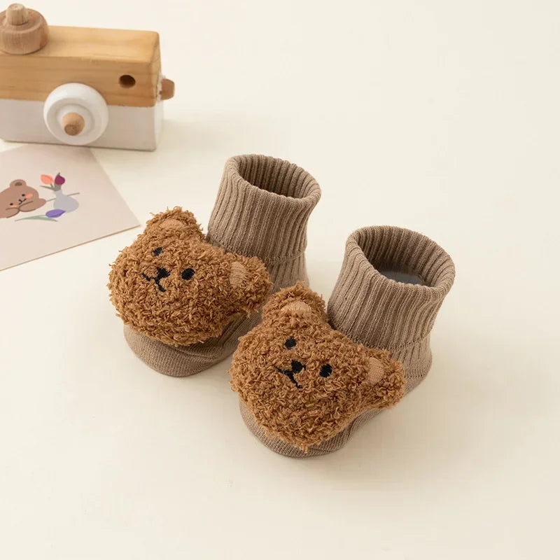 Cute Cartoon Bear Baby Socks Cotton Anti Slip Warm