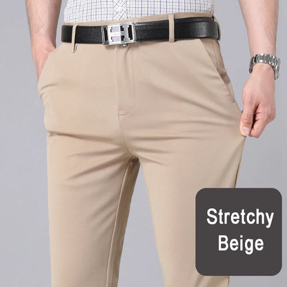 Black Stretch Smart Casual Men's Trousers