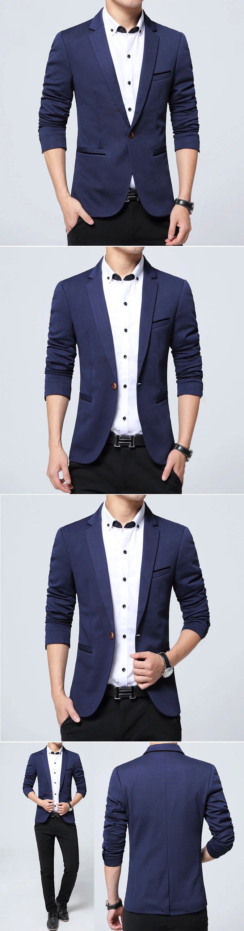 Men's Slim Fit Polyester Suit Blazer for Formal Wear