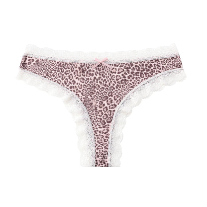 BZEL Women Lace Thong Panties Low-Waist G-String Leopard