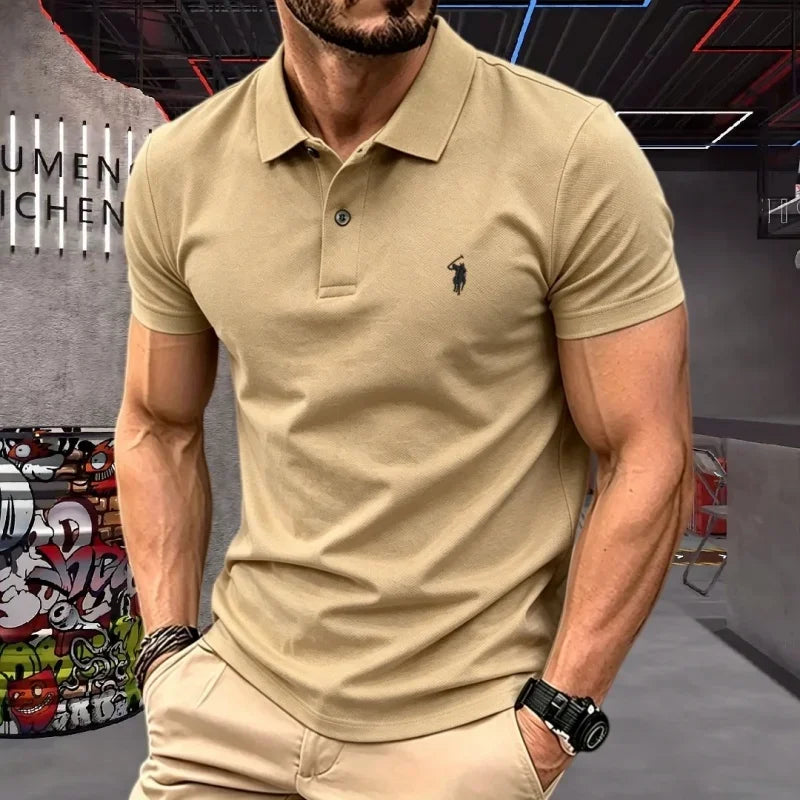 Men's Short Sleeve Polo Shirt Cotton Embroidery Casual