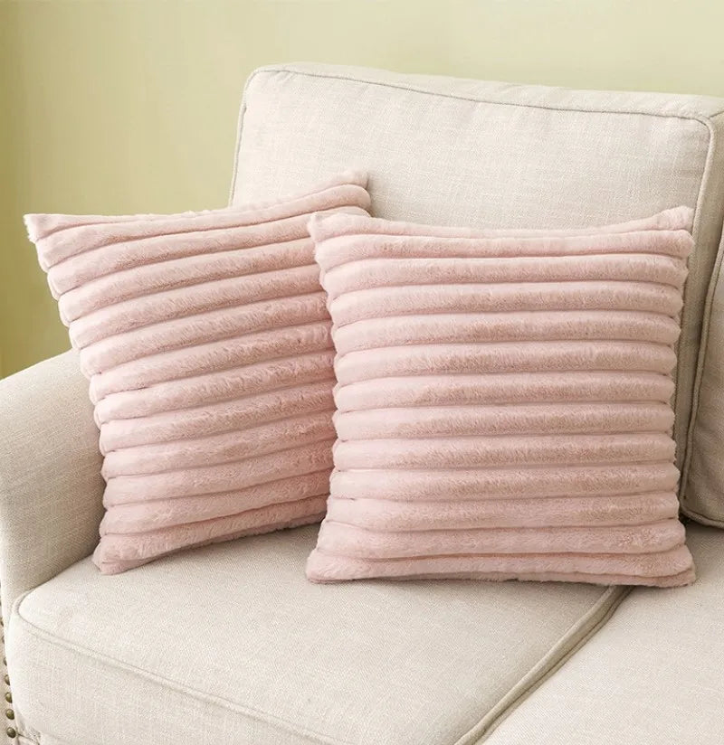 Faux Fur Plush Throw Pillow Covers 30x50cm 45x45cm Orange Green Pink Cream