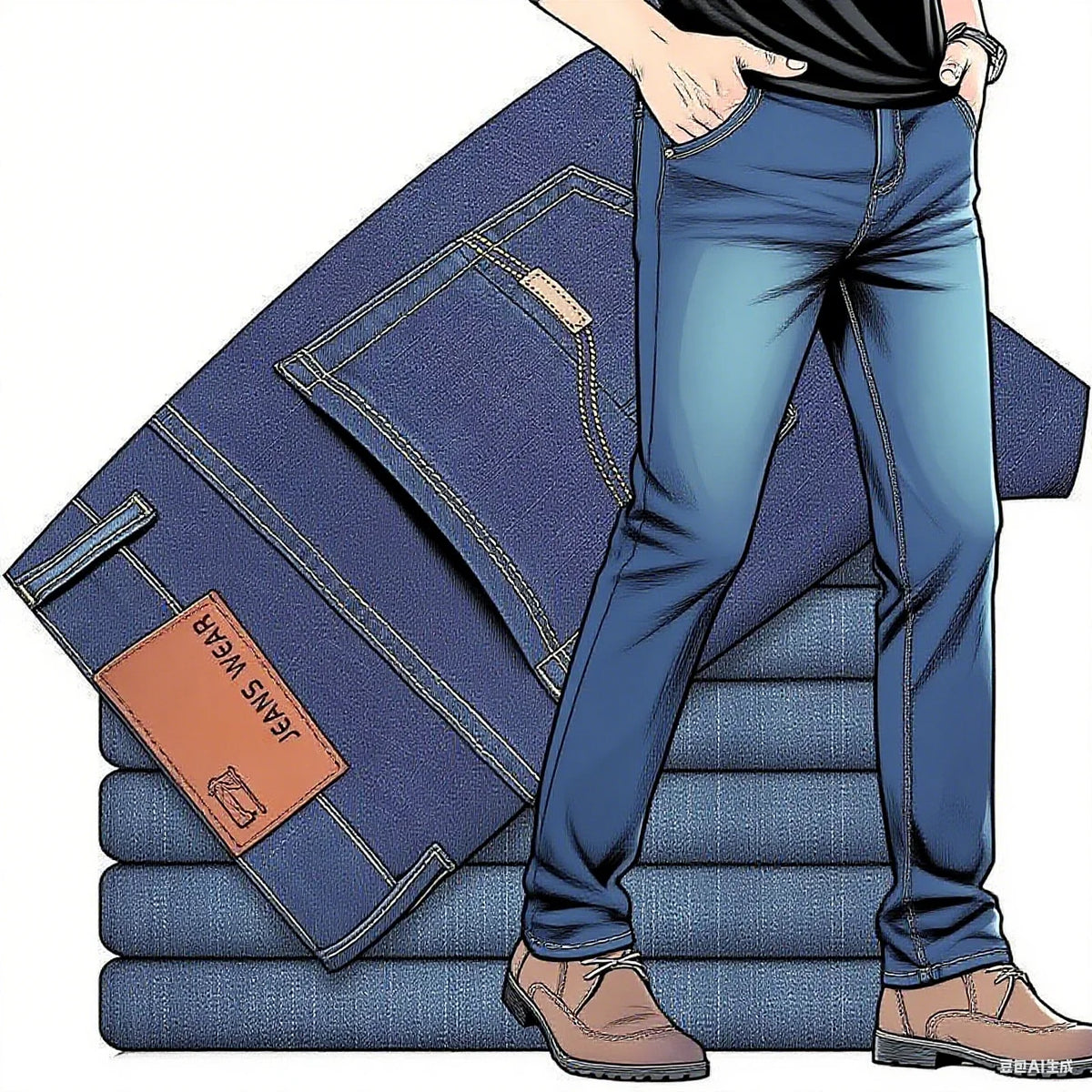Men's Slim Fit Denim Jeans Casual Black Blue