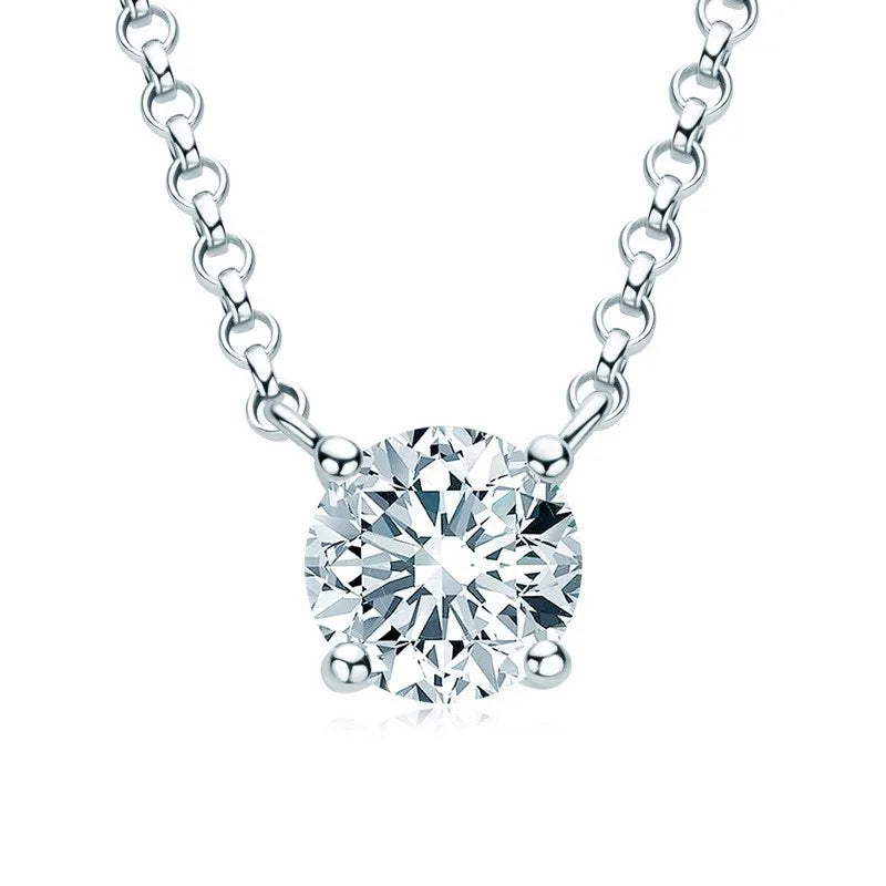 Moissanite Pendant Necklace 18K Gold Plated Women