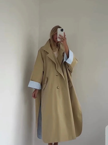 Women's Windproof Trench Coat Loose Fit Overcoat