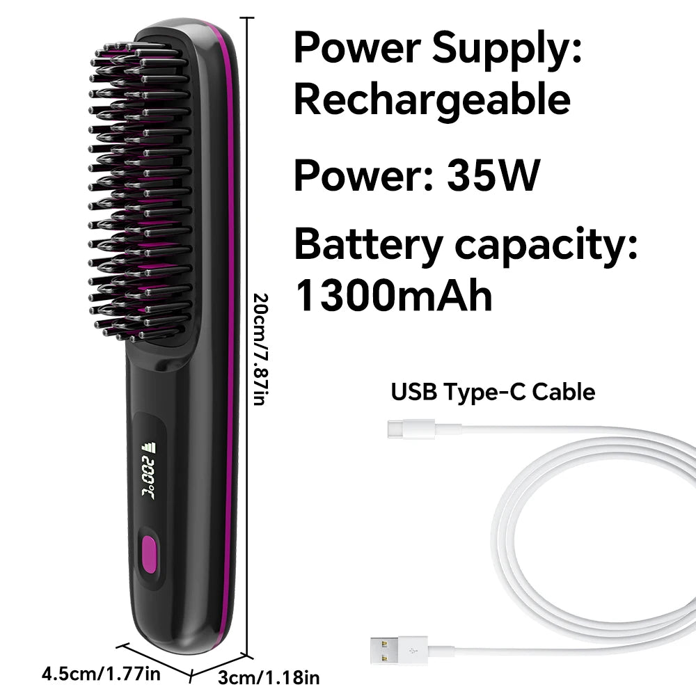 Ionic Hair Straightener Brush with LED Display