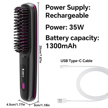 Ionic Hair Straightener Brush with LED Display