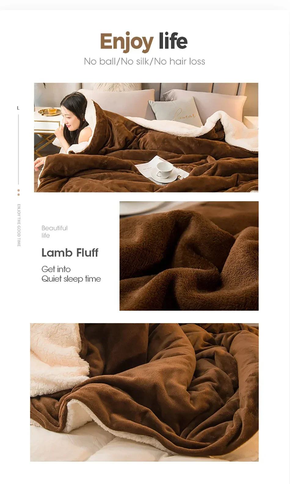 Wool Throw Blanket Double Sided Queen Size Winter Use