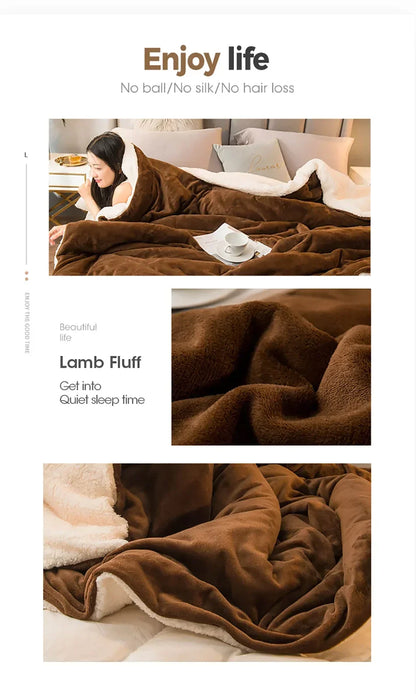 Wool Throw Blanket Double Sided Queen Size Winter Use
