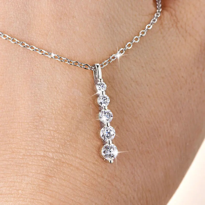 Brilliant Moissanite Pendant Necklace 14K Gold Filled