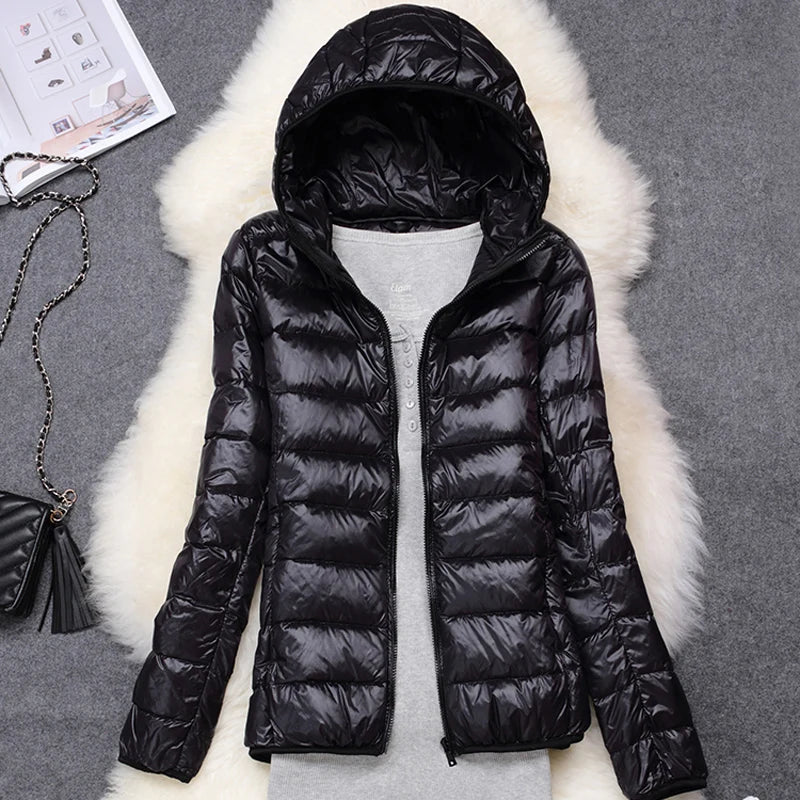 Women Hooded Puffer Jacket Plus Size Lightweight