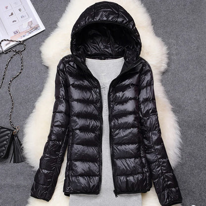 Women Hooded Puffer Jacket Plus Size Lightweight
