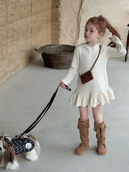 Hooded Knitted Lace Dress for Girls