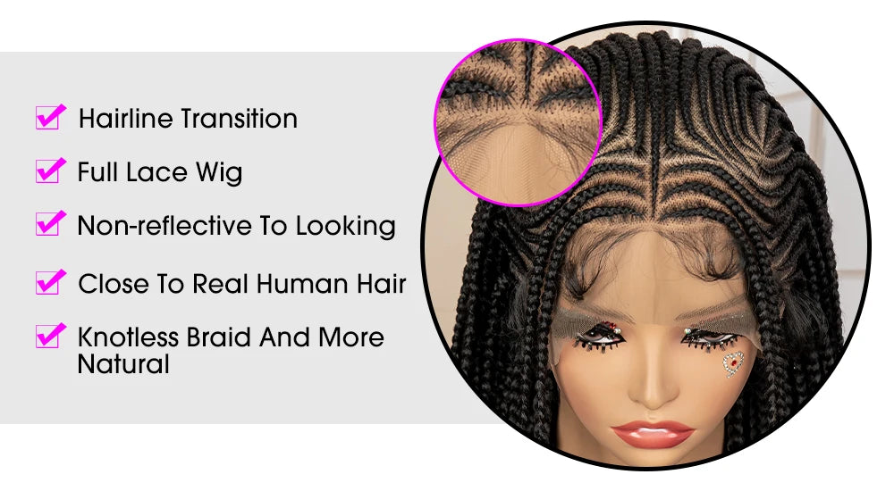 Synthetic Full Lace Cornrow Braided Wig for Black Women