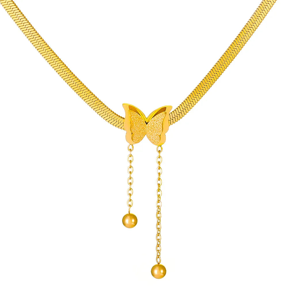 Stainless Steel Butterfly Choker Necklace for Women