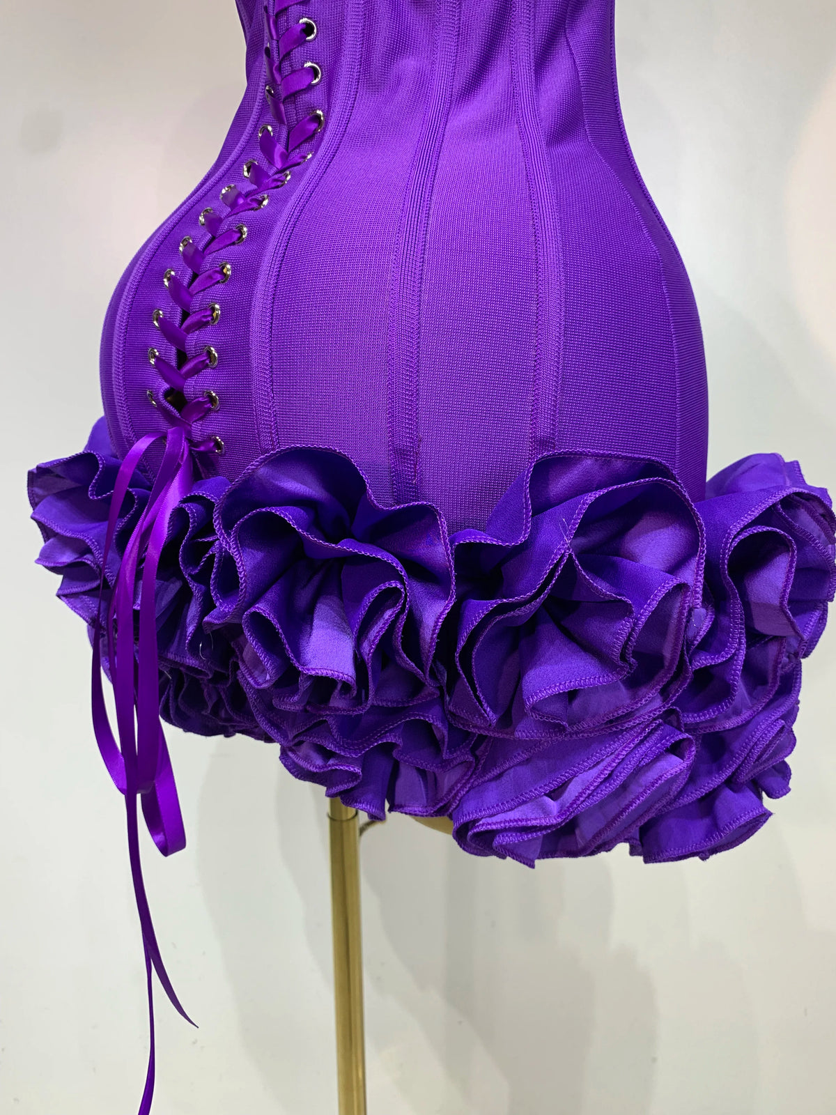 Women Strapless Backless Flower Embellished Mini Dress