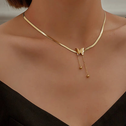 Stainless Steel Butterfly Choker Necklace for Women