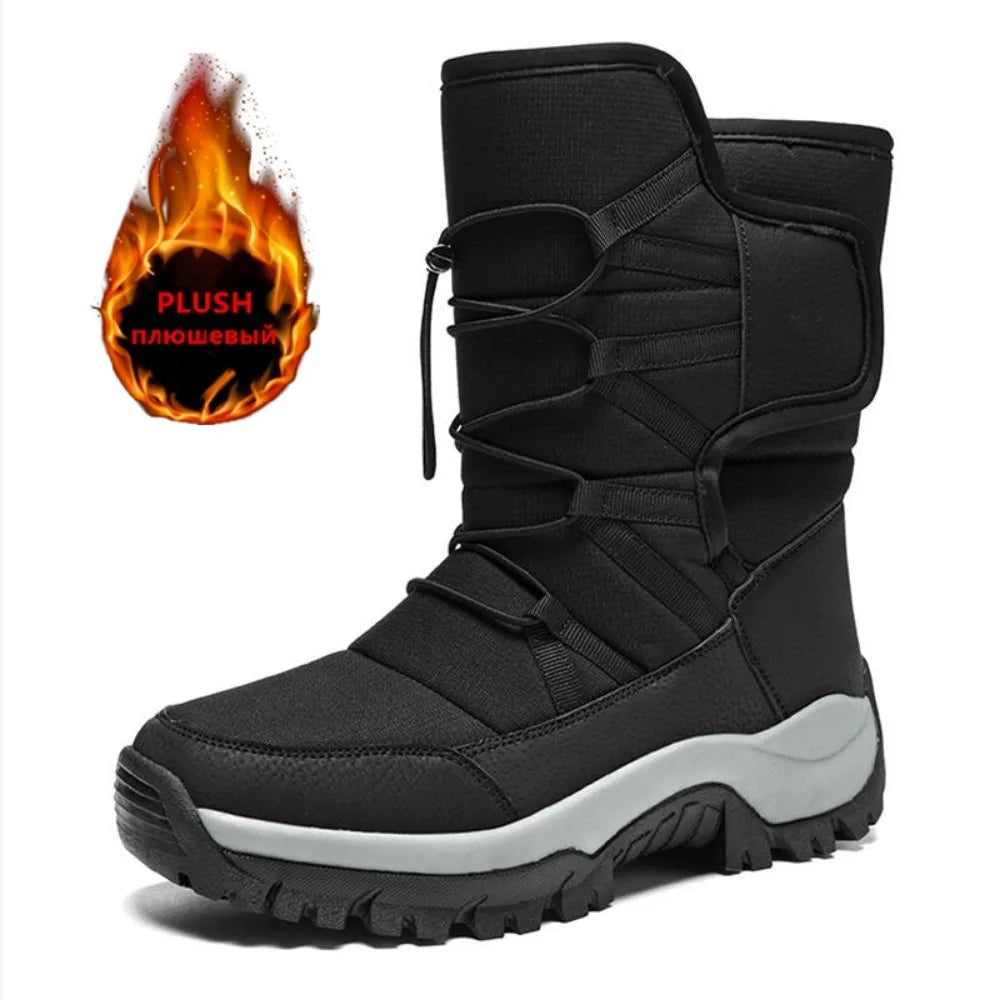 Men's Winter Ankle Boots Waterproof Plush Hiking Shoes