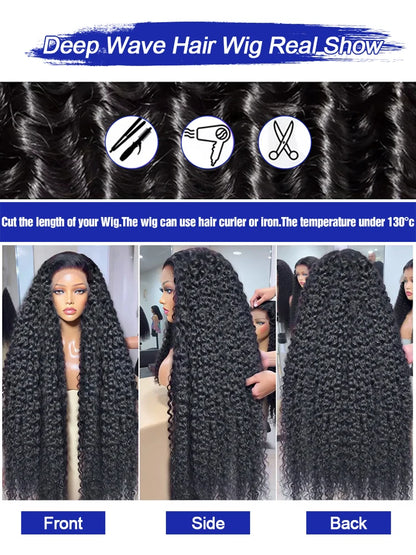 High Density Water Wave Human Hair Wig 40 42 Inch